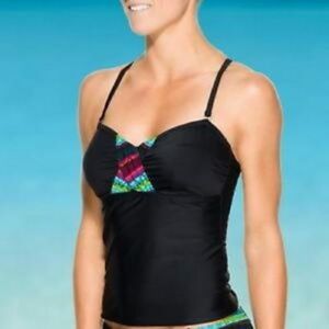 Athleta Samba Bra Cup Tankini 34B/C Black Swimming